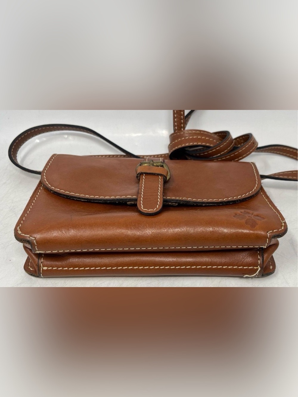 Patricia Nash Tori Brown Leather Adjustable Strap Flap Crossbody Bag - Picture 2 of 4
